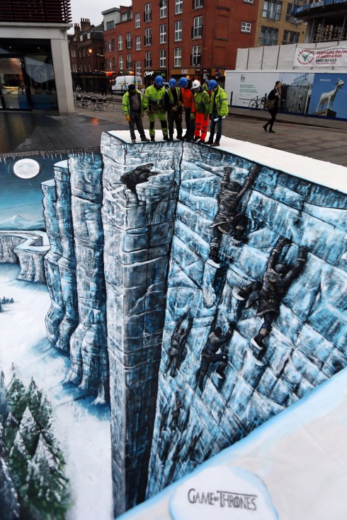 3D artwork of The Wall from Game of Thrones as unveiled today in London's Bishops Square to celebrate the Season Three Blu-ray and DVD release - 17 Feb 2014