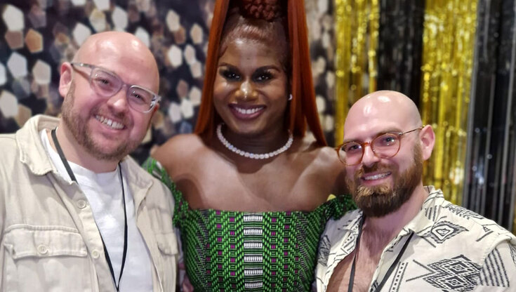 Gray and his partner Dan meet current AllStars Miss Congeniality LaLaRi at the event.